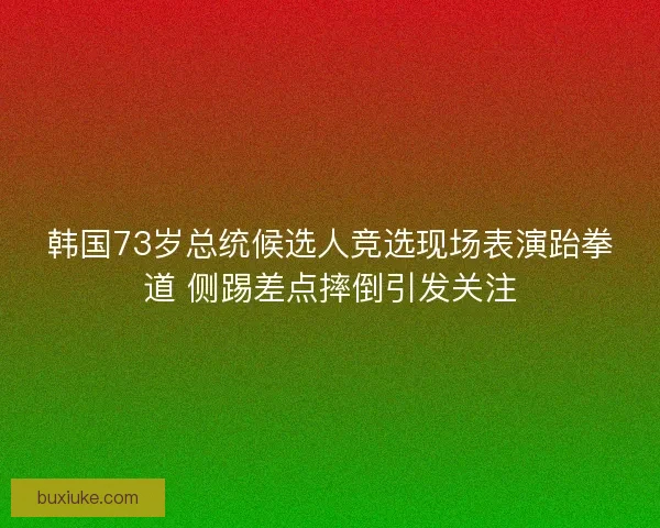 韩国73岁总统候选人竞选现场表演跆拳道 侧踢差点摔倒引发关注
